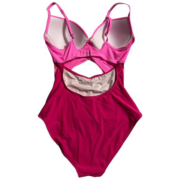 Pink NWT Push-Up Cut-Out High-Waist Monokini Swimsuit Size 6 - Picture 8 of 13
